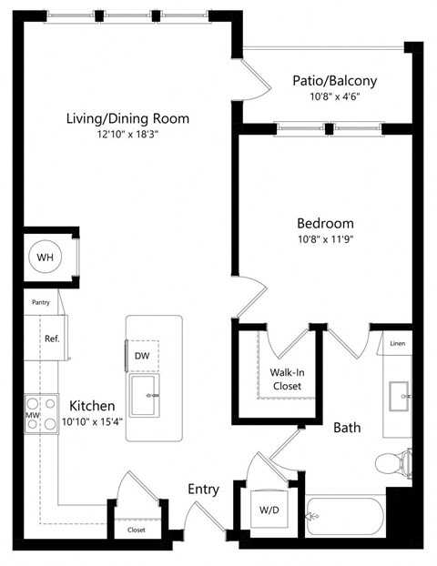 One Bedroom Floor Plan at Grady Square Luxury Apartments in Tampa FL